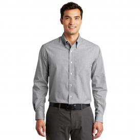 Port Authority S639 Plaid Pattern Easy Care Shirt - Charcoal