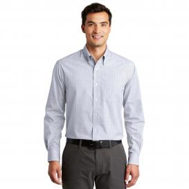 Port Authority S639 Plaid Pattern Easy Care Shirt - White