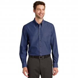Port Authority S640 Crosshatch Easy Care Shirt - Deep Blue