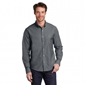 Port Authority S651 Untucked Fit SuperPro Oxford Shirt - Black