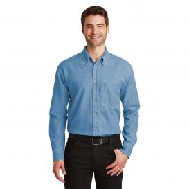 Port Authority TLS600 Tall Long Sleeve Denim Shirt - Faded Blue