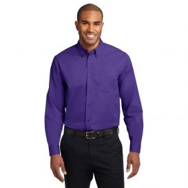 Port Authority TLS608 Tall Long Sleeve Easy Care Shirt - Purple/Light Stone