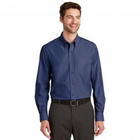 Port Authority TLS640 Tall Crosshatch Easy Care Shirt - Deep Blue