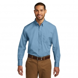 Port Authority W100 Long Sleeve Carefree Poplin Shirt - Carolina Blue