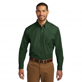 Port Authority W100 Long Sleeve Carefree Poplin Shirt - Deep Forest Green