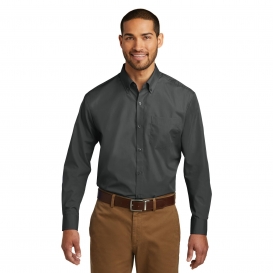 Port Authority W100 Long Sleeve Carefree Poplin Shirt - Graphite