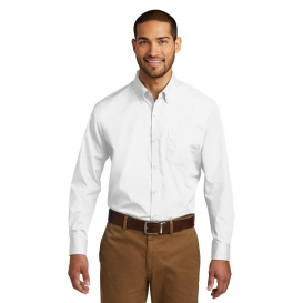 Port Authority W100 Long Sleeve Carefree Poplin Shirt - White