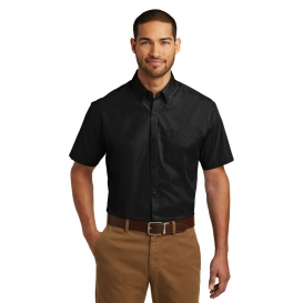 Port Authority W101 Short Sleeve Carefree Poplin Shirt - Deep Black