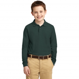 Port Authority Y500LS Youth Long Sleeve Silk Touch Polo - Dark Green