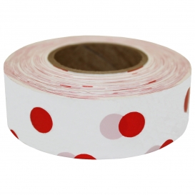 Presco PDWR Polka Dot Roll Flagging Tape - White/Red