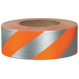 Presco SOGREF Striped Roll Flagging Tape - Orange Glo/Silver Reflective