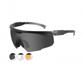 Wiley X PT-1 Safety Glasses - Matte Black Frame - Grey, Clear & Rust Lens