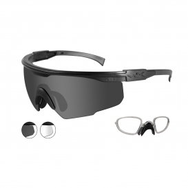 Wiley X PT-1 Safety Glasses w/ RX Insert - Matte Black Frame - Smoke & Clear Lenses