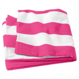Port Authority PT43 Cabana Stripe Beach Towel - Tropical Pink
