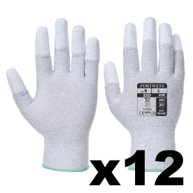 Portwest A198 Antistatic PU Fingertip Gloves - Dozen (12 Pairs)