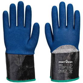 Portwest A304 C13 Nitrile Foam Extend Cuff Gloves - Gray/Blue