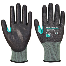 Portwest A660 CS VHR18 Nitrile Foam Cut Gloves - Gray/Black