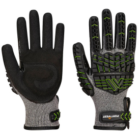 Portwest A755 VHR15 Nitrile Foam Impact Gloves - Black/Green