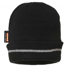 Portwest B023 Insulatex Lined Reflective Trim Knit Hat - Black