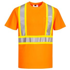 Portwest CA110 X-Back Contrast Tape Short Sleeve T-Shirt - Orange