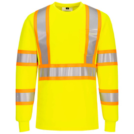 Portwest CA111 X Back Contrast Tape Long Sleeve T-Shirt - Yellow