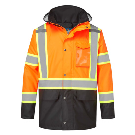 Portwest CA369 Hi-Vis X Back Contrast Winter Traffic Jacket - Orange