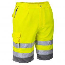 Portwest E043 Hi-Vis Polycotton Shorts - Yellow/Grey