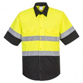 Portwest E067 Two Tone Short Sleeve ANSI Work Shirt - Yellow/Black
