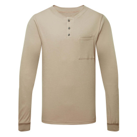 Portwest IFP660 Frontline 6.9oz Henley Long Sleeve T-Shirt - Khaki