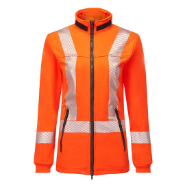 Portwest IOS474 Ladies Hi-Vis Segmented Striped Full Fleece Zip Jacket - Orange