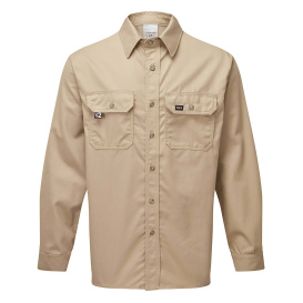 Portwest IUP650 Ultrasoft 7oz Deluxe & Deluxe Striped Work Shirt - Khaki