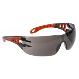 Portwest PS12 Tech Look Safety Glasses - Black/Red Frame - Smoke Lens