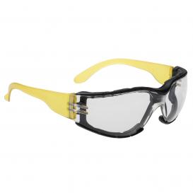 Portwest PS32 Wrap Around Plus Safety Glasses - Yellow Frame - Clear Anti-Fog Lens