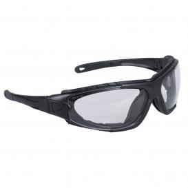 Portwest PW11 Levo Safety Glasses/Goggles - Black Frame - Clear Anti-Fog Lens