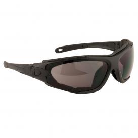 Portwest PW11 Levo Safety Glasses/Goggles - Black Frame - Smoke Anti-Fog Lens