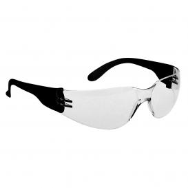 Portwest PW32 Wrap Around Safety Glasses - Black Frame - Clear Lens