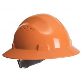 Portwest PW52 Premier Vented Full Brim Hard Hat - 4-Point Ratchet Suspension - Orange