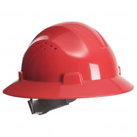 Portwest PW52 Premier Vented Full Brim Hard Hat - 4-Point Ratchet Suspension - Red