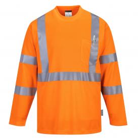 Portwest S191 Hi-Vis Long Sleeve Pocket T-Shirt - Orange