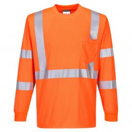 Portwest S192 Hi-Vis Long Sleeve Ribbed Cuff T-Shirt - Orange
