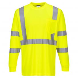 Portwest S192 Hi-Vis Long Sleeve Ribbed Cuff T-Shirt - Yellow/Lime