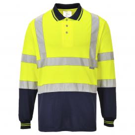 Portwest S279 Two-Tone Long Sleeve Polo - Yellow/Navy