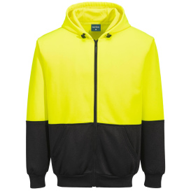 Portwest UB327 Hi-Vis Two-Tone Zip Hooded Sweatshirt - Yellow/Black