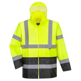 Louisiana Professional Wear Rain Jacket: Size XL, Black & Fluorescent Yellow, Polyurethane & Nylon - Reversible | Part #910SHJBYXL