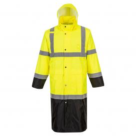 Louisiana Professional Wear Rain Jacket: Size XL, Black & Fluorescent Yellow, Polyurethane & Nylon - Reversible | Part #910SHJBYXL