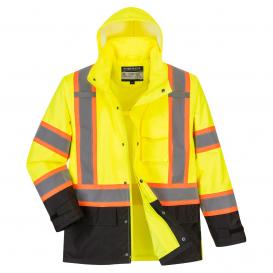 Portwest US361 Hi-Vis Contrast Tape Rain Jacket - Yellow/Black
