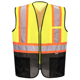 Portwest US395 Frisco Hi-Vis X Back Contrast Executive Vest - Yellow/Lime