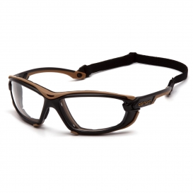 Carhartt CHB1010DTMP Toccoa Safety Glasses - Black and Tan Frame - Clear H2MAX Anti-Fog Lens