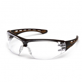 Carhartt CHB810ST Easley Safety Glasses - Black and Tan Frame - Clear Anti-Fog Lens