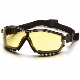 Pyramex GB1830ST V2G Safety Glasses/Goggles - Black Strap/Temples - Amber H2X Anti-Fog Lens